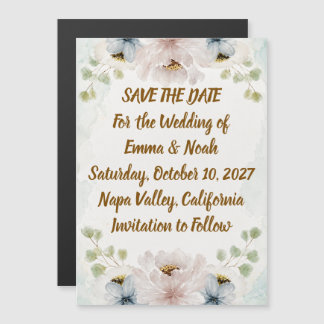 Trouwkaart 'Save the Date' met bloemen | Persoonli Magnetische Uitnodiging