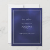 Trouwkaart 'Save the Date' met navyblauw monogram (Achterkant)