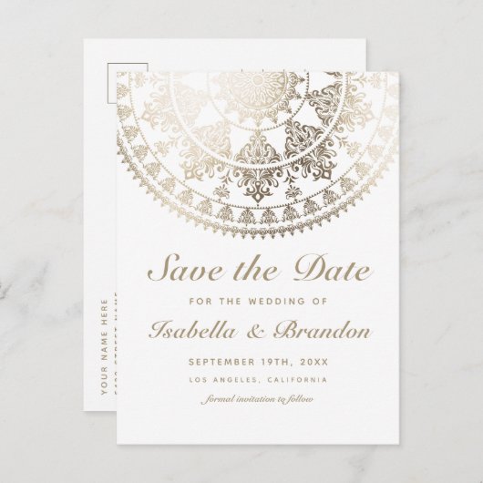 Trouwkaart Save the Date Postkaarten Goud Folie Aankondigingskaart (Voorkant / Achterkant)