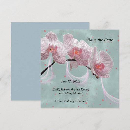 Trouwkaart 'Save the Date' Roze & Teal Kaart (Voorkant / Achterkant)