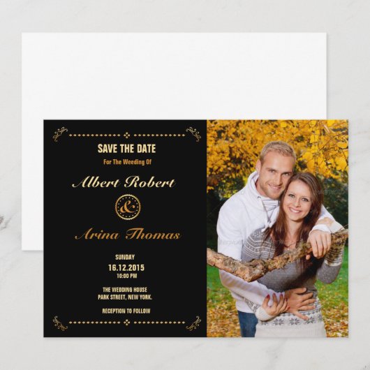 Trouwkaart Save The Date Sjabloon Kaart (Voorkant / Achterkant)
