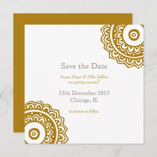 Trouwkaart save the date uitnodigingskaart goud wi (Voorkant / Achterkant)