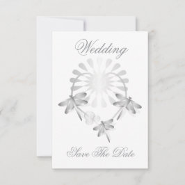 Trouwkaart Save The Date Zilver Libellen