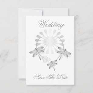 Trouwkaart Save The Date Zilver Libellen