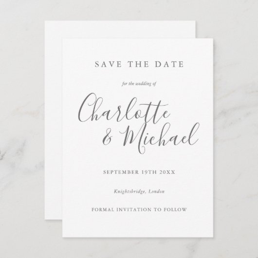 Trouwkaart Signature Save the Date Aankondigingskaart (Voorkant / Achterkant)