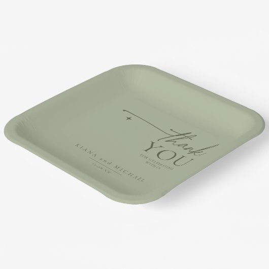 Trouwkaart Simply Chic Bedankt Sagegroen ID1046 Papieren Bordje (Gebogen)