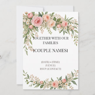 Trouwkaart Sjabloon Blush Rose Garden | Ed Kaart