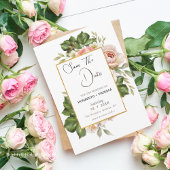 Trouwkaart Sjabloon met Gouden Lijst Save The Date