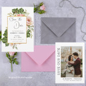 Trouwkaart Sjabloon met Gouden Lijst Save The Date