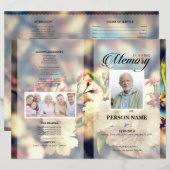 Trouwkaart Sjabloon met Oude Bloemen (Voorkant / Achterkant)