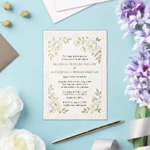 Trouwkaart sjabloon met wilde bloemen