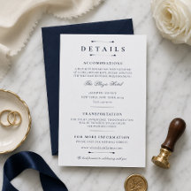 Trouwkaart sjabloon voor luxe Navy Minimal-huwelij