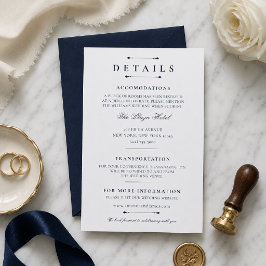 Trouwkaart sjabloon voor luxe Navy Minimal-huwelij