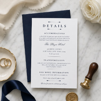 Trouwkaart sjabloon voor luxe Navy Minimal-huwelij