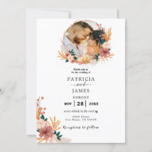 Trouwkaart Sjabloon Wilde Bloem, Foto Trouwkaart