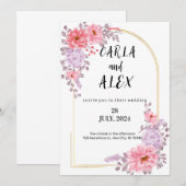 Trouwkaart Sjabloon Wilde Bloemen, Printbaar  Kaart (Voorkant / Achterkant)