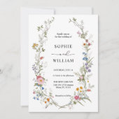 Trouwkaart Sjabloon Wilde Bloemen, Printbaar  Kaart (Voorkant)