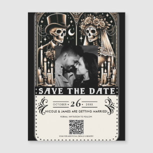 Trouwkaart skelet bruid bruidegom Save the Date