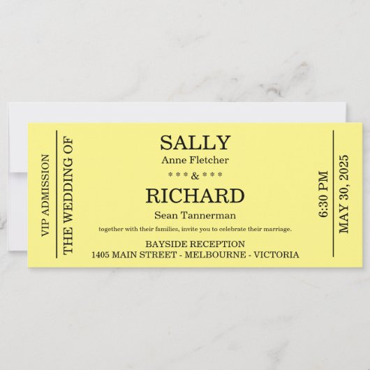 Trouwkaart (Stijl Concertticket) Save The Date (Voorkant)