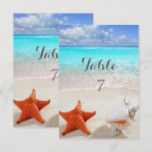 Trouwkaart strand huwelijksfeest schelpen tafelkaa kaart (Voorkant / Achterkant)