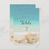Trouwkaart Strand Schelpen Tafelkaart Kaart (Voorkant / Achterkant)