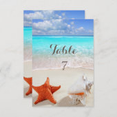 Trouwkaart Strand Schelpen Tafelkaart Kaart (Voorkant / Achterkant)