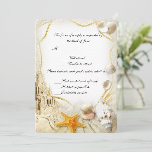 Trouwkaart Strand Zand Kasteel Kaart (Staand voorkant)