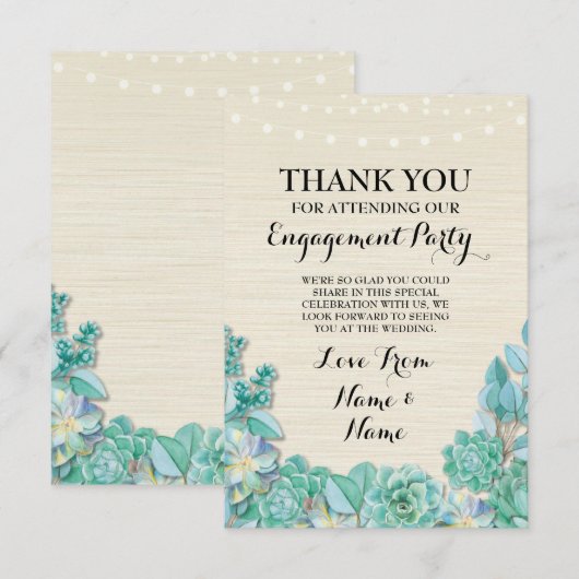 Trouwkaart Succulente Bloemstuk Betuiging Kaart (Voorkant / Achterkant)