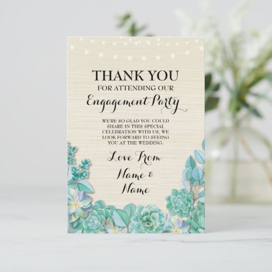 Trouwkaart Succulenten Bloemstuk Bevestiging Kaart (Staand voorkant)