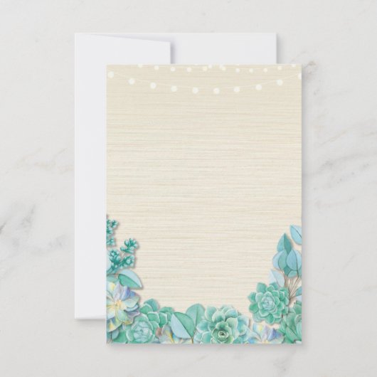 Trouwkaart Succulenten Bloemstuk Bevestiging Kaart (Achterkant)