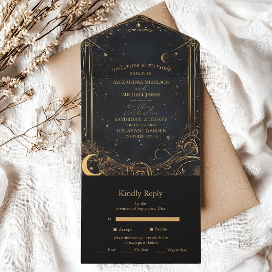 Trouwkaart Tarot Hemel Bruiloft Zon Maan Sterren G All In One Uitnodiging