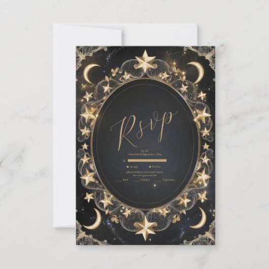 Trouwkaart Tarot Hemel Bruiloft Zon Maan Sterren G RSVP Kaartje (Voorkant)