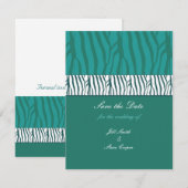Trouwkaart teal groen save the date (Voorkant / Achterkant)