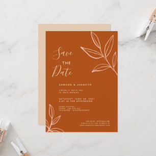 Trouwkaart Terracotta Bladeren Save the Date Virtu Kaart