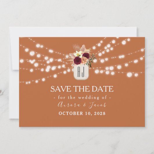 Trouwkaart terracotta save the date (Voorkant)