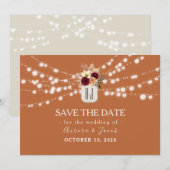 Trouwkaart terracotta save the date (Voorkant / Achterkant)