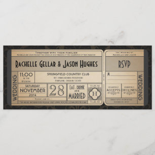 Trouwkaart Ticket Uitnodiging met RSVP II 2.0