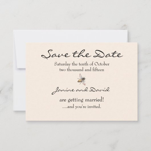 Trouwkaart 'Tiny Bee' om de datum te reserveren Save The Date (Voorkant)