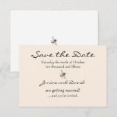 Trouwkaart 'Tiny Bee' om de datum te reserveren Save The Date (Voorkant / Achterkant)