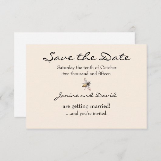 Trouwkaart 'Tiny Bee Wedding Save the Date' Save The Date (Voorkant / Achterkant)