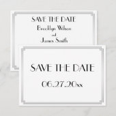 Trouwkaart Tiny Gatsby Art Deco Zilver Save The Da Date (Voorkant / Achterkant)
