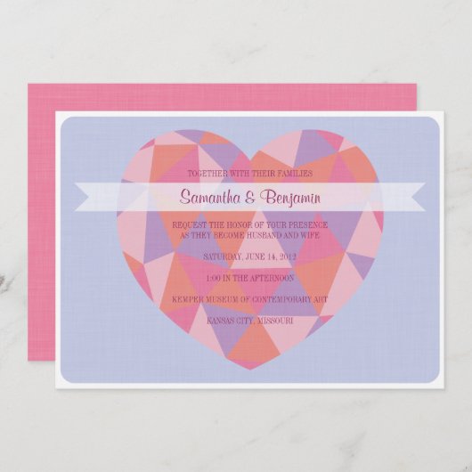 Trouwkaart Triangle Heart Kaart (Voorkant / Achterkant)