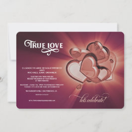 Trouwkaart 'True Love Rose Gold Hearts' Aankondiging