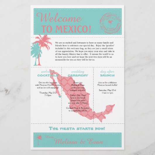 Trouwkaart Turkoois Koraal Cabo Mexico (Voorkant)