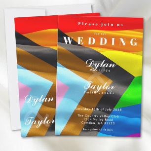 Trouwkaart typografie Gay Huwelijk Pride Vlag Kaart