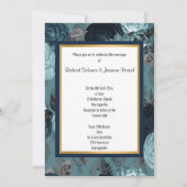 TROUWKAART UITNODIGING MET NAVY GOUDEN BLOEMENLAAG (Voorkant)