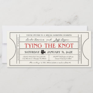 Trouwkaart uitnodiging met vintage filmthema