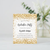 Trouwkaart uitnodiging met witte goud glitters gla (Staand voorkant)