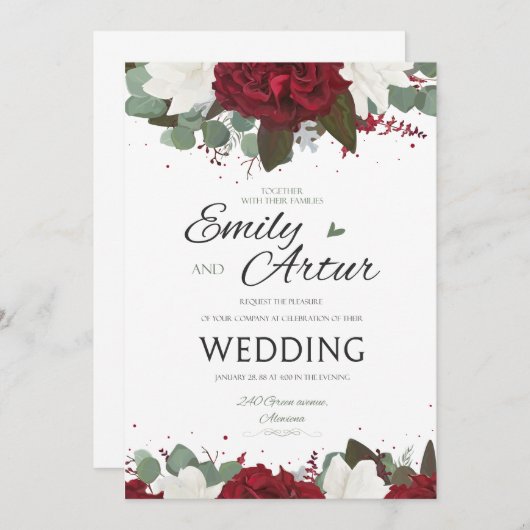 Trouwkaart, uitnodiging, save the date kaart (Voorkant / Achterkant)