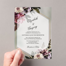 Trouwkaart van acryl met botanische roze tint